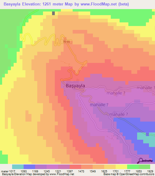 Basyayla,Turkey Elevation Map