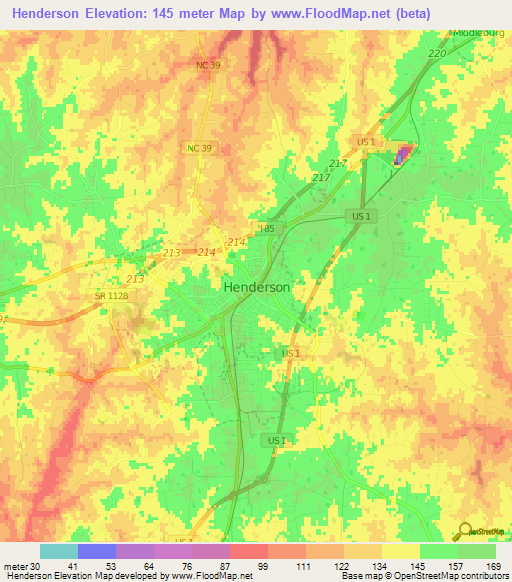 Henderson,US Elevation Map