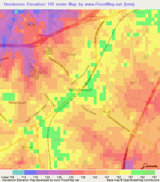 Henderson,US Elevation Map