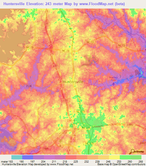 Huntersville,US Elevation Map