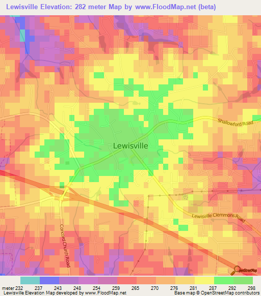 Lewisville,US Elevation Map