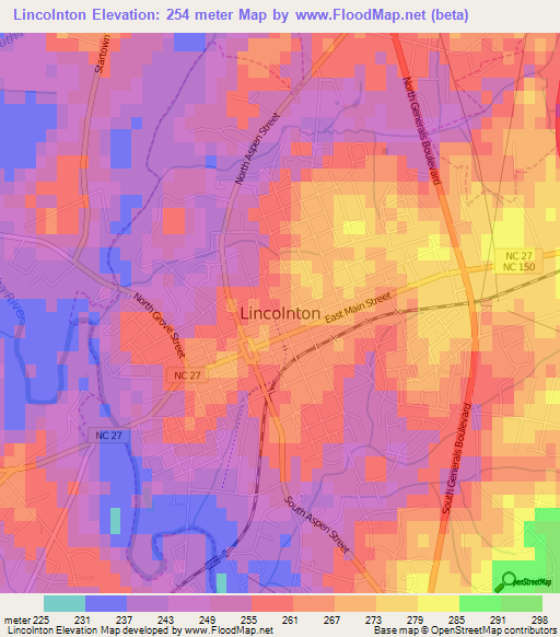 Lincolnton,US Elevation Map