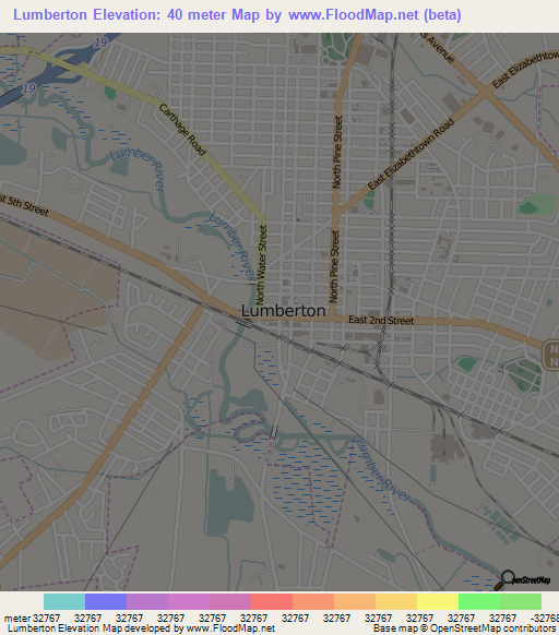 Lumberton,US Elevation Map