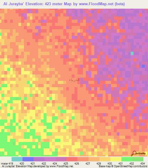 Al Jurayba',Saudi Arabia Elevation Map