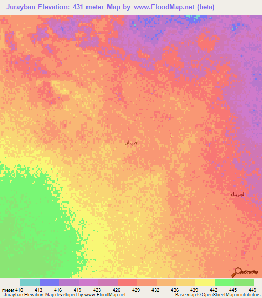 Jurayban,Saudi Arabia Elevation Map