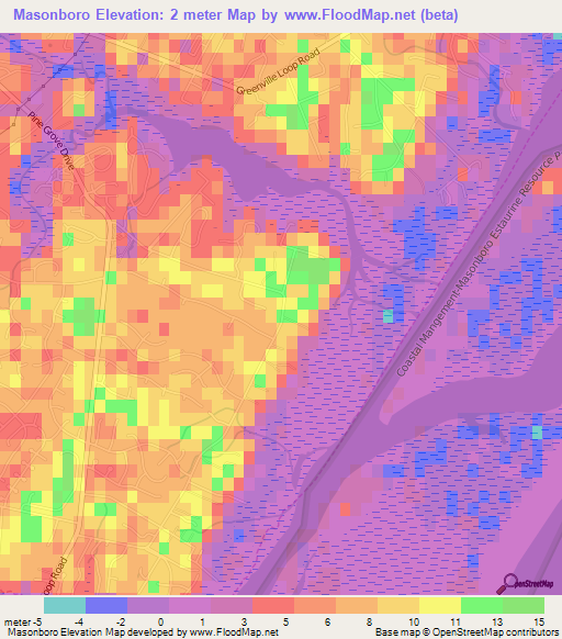 Masonboro,US Elevation Map