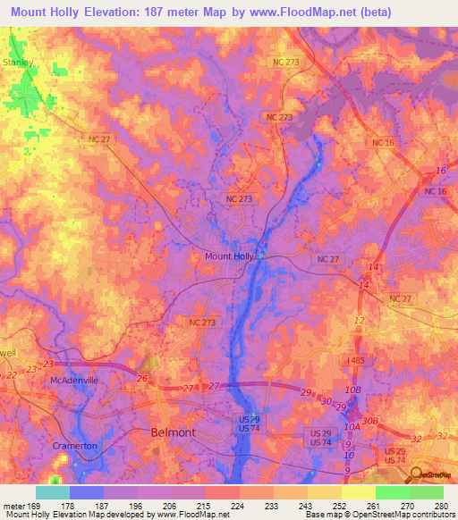 Mount Holly,US Elevation Map