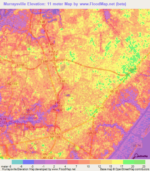 Murraysville,US Elevation Map