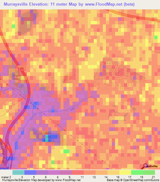 Murraysville,US Elevation Map