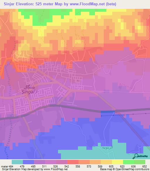 Sinjar,Iraq Elevation Map