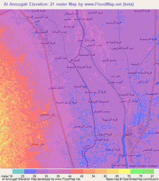 Al Amzugah,Iraq Elevation Map