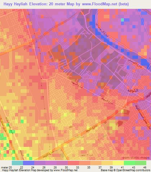 Hayy Hayliah,Iraq Elevation Map