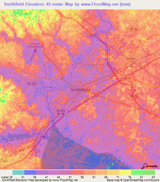 Smithfield,US Elevation Map