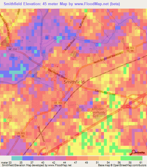 Smithfield,US Elevation Map