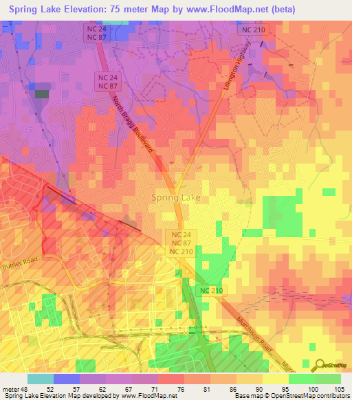 Spring Lake,US Elevation Map