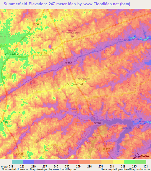 Summerfield,US Elevation Map