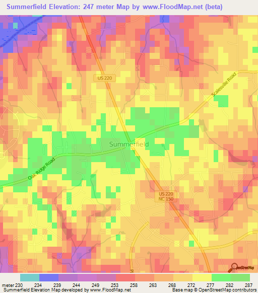 Summerfield,US Elevation Map