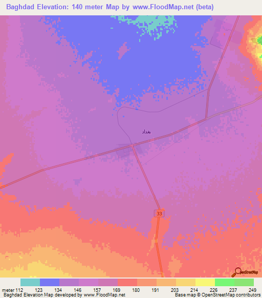 Baghdad,Egypt Elevation Map