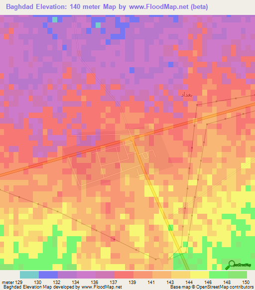 Baghdad,Egypt Elevation Map