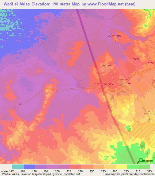 Wadi el Akisa,Egypt Elevation Map