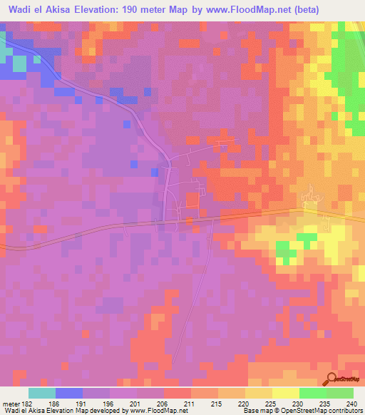 Wadi el Akisa,Egypt Elevation Map