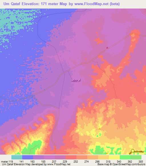 Um Qataf,Egypt Elevation Map