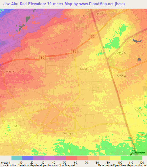 Joz Abu Rad,Egypt Elevation Map