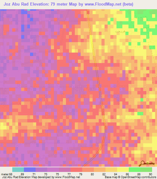 Joz Abu Rad,Egypt Elevation Map