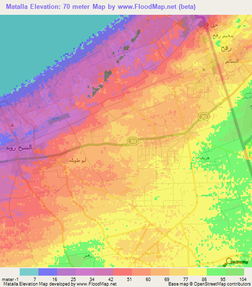 Matalla,Egypt Elevation Map