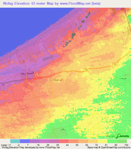 Wofag,Egypt Elevation Map