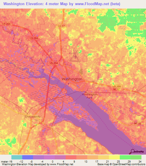 Washington,US Elevation Map