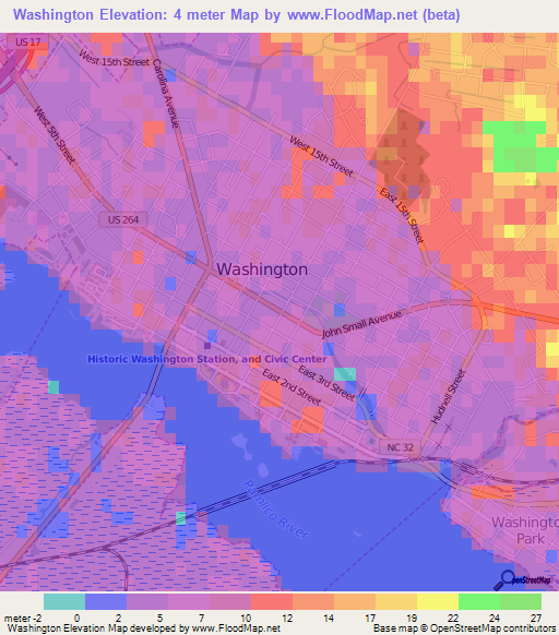 Washington,US Elevation Map