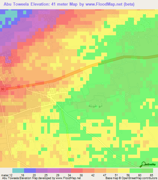 Abu Toweela,Egypt Elevation Map