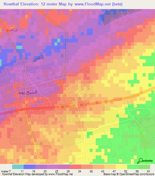 Kowthaf,Egypt Elevation Map