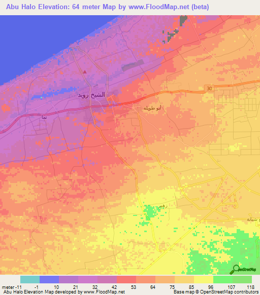 Abu Halo,Egypt Elevation Map