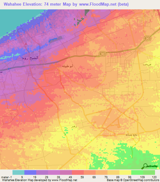 Wahahee,Egypt Elevation Map