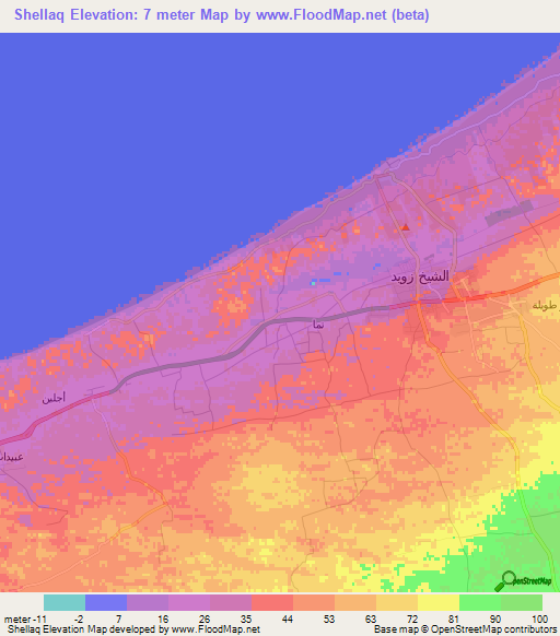 Shellaq,Egypt Elevation Map