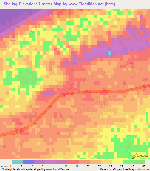 Shellaq,Egypt Elevation Map