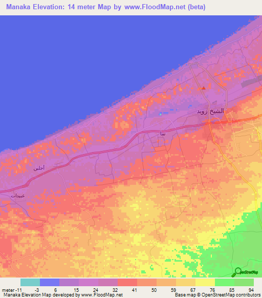 Manaka,Egypt Elevation Map