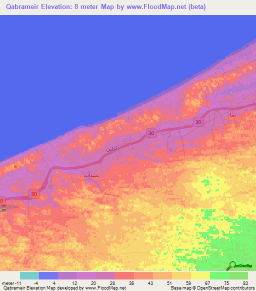 Qabrameir,Egypt Elevation Map