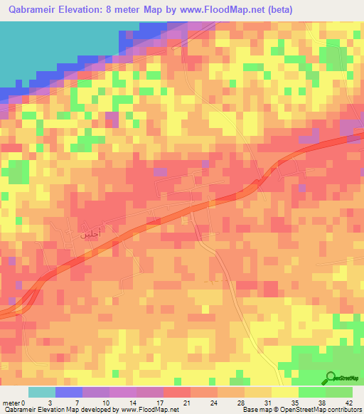 Qabrameir,Egypt Elevation Map