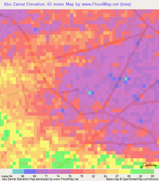 Abu Zamat,Egypt Elevation Map