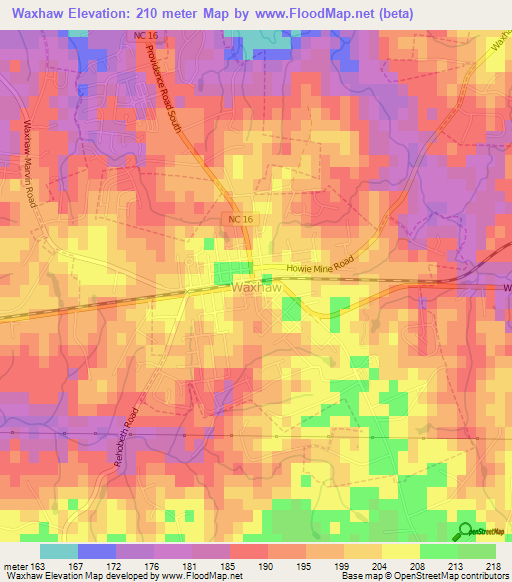 Waxhaw,US Elevation Map