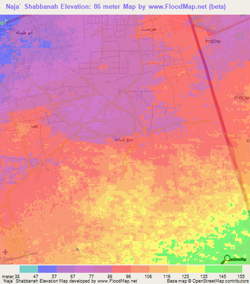 Naja` Shabbanah,Egypt Elevation Map