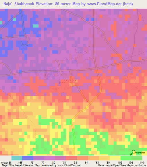 Naja` Shabbanah,Egypt Elevation Map