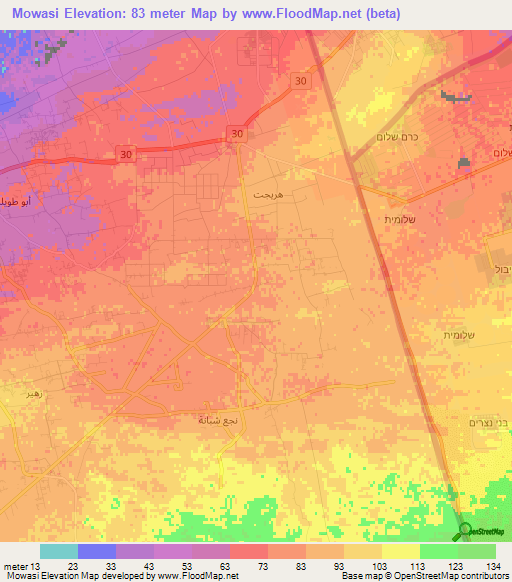 Mowasi,Egypt Elevation Map