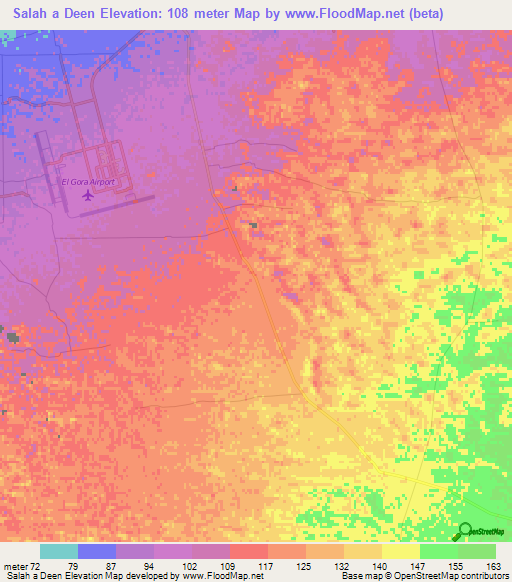 Salah a Deen,Egypt Elevation Map