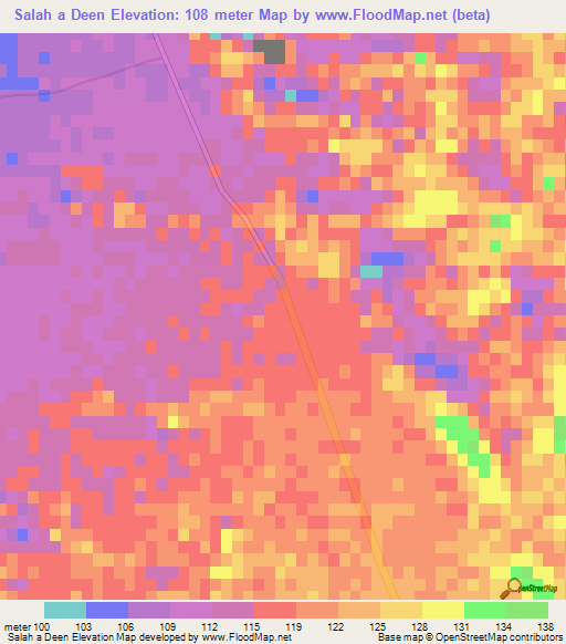 Salah a Deen,Egypt Elevation Map