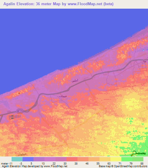 Agalin,Egypt Elevation Map