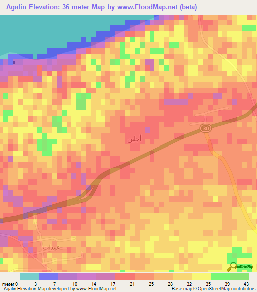 Agalin,Egypt Elevation Map